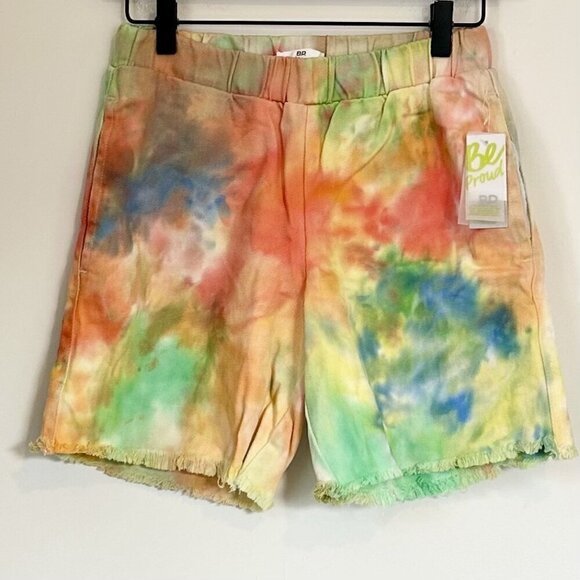 NWT bp Women's Elastic Waist Multicolor Tie Dye Cutoff Shorts - Size: XXS - Picture 1 of 6